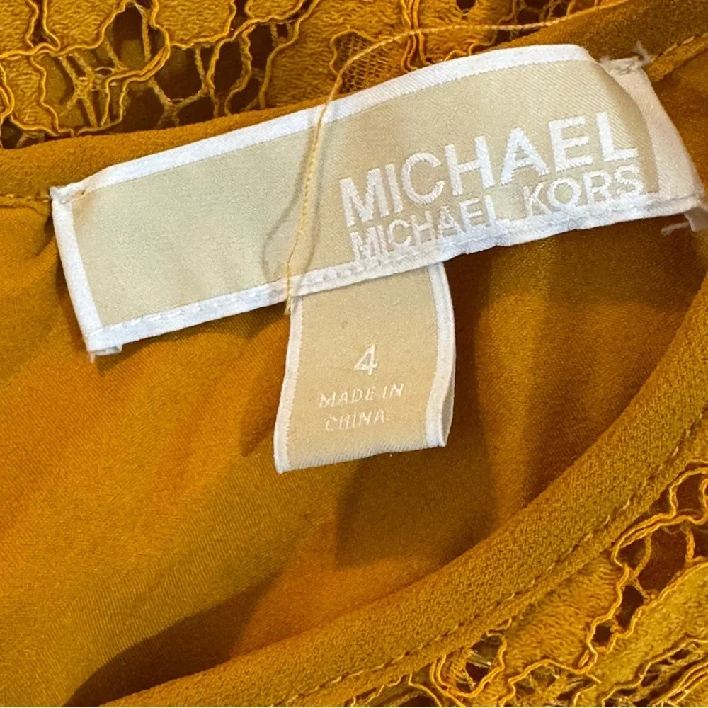 Michael Kors Mustard Lace Midi Dress‎